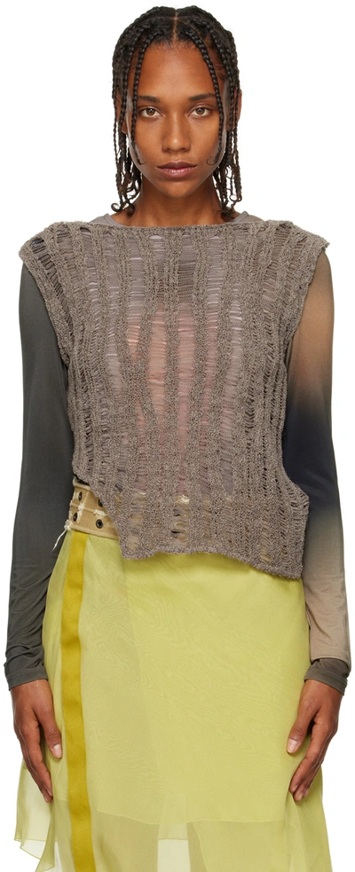 Paloma Wool Aperol Short-sleeve Knitted Top In C/324 Taupe