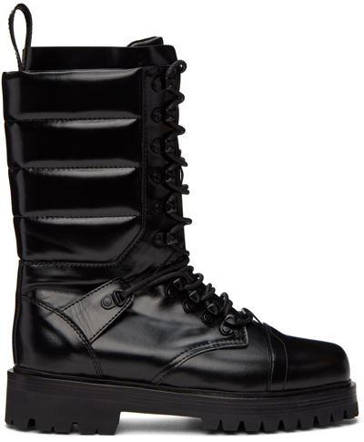 System Black Quilted Boots In Bk Black