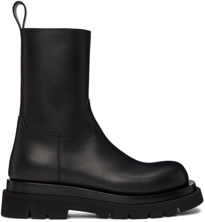 Bottega Veneta Black Lug Boots In 1000-black