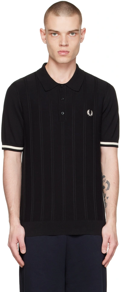 Fred Perry Black Tipping Texture Polo In 102 Black