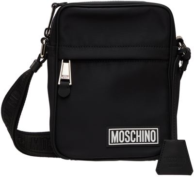 Moschino Black Logo Messenger Bag In Black Multi