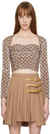 Rokh Long-sleeve Bustiere Corset Crop Top In 31pinkwithblackemble