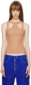 DION LEE TAN SHIFT LOOP TANK TOP