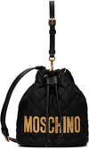 MOSCHINO BLACK QUILTED LOGO POUCH