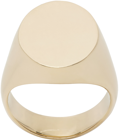 Maison Margiela Gold Oval Chevalier Ring In 962 Yellow Gold Bura