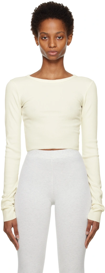 Éterne Off-white Cropped Long Sleeve T-shirt In Ivory