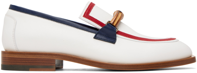 Casablanca White Envelope Bamboo Strap Leather Loafers  display picture 2