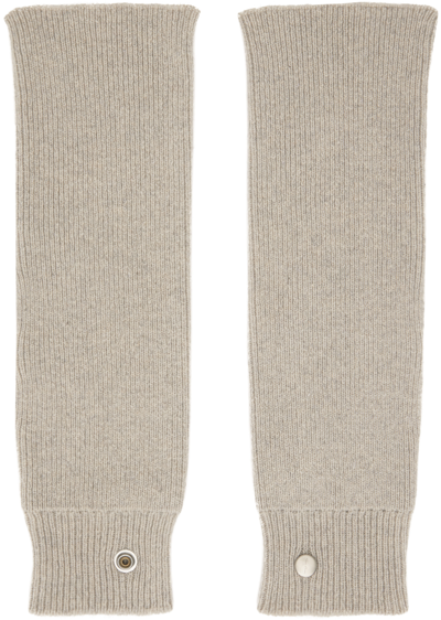Rick Owens Ribbed-knit Arm Warmers In Grau