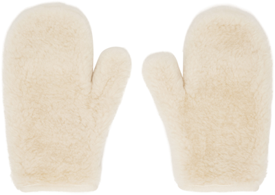 Amomento Off-white Faux-fur Mittens In Ivory