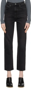 AGOLDE BLACK PINCH WAIST KICK FLARE JEANS