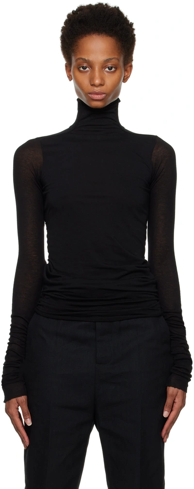 Rick Owens Lina Mock-neck Knitted Top In Black