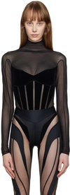 Wolford X Mugler Sheer Panelled Bodysuit In 7005 Black