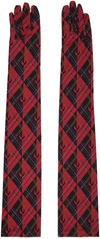 Marine Serre Moon Diamante-print Stretch-woven Gloves In 02 Red