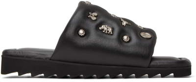 Toga Black Embellished Sandals In Aj1202 Black