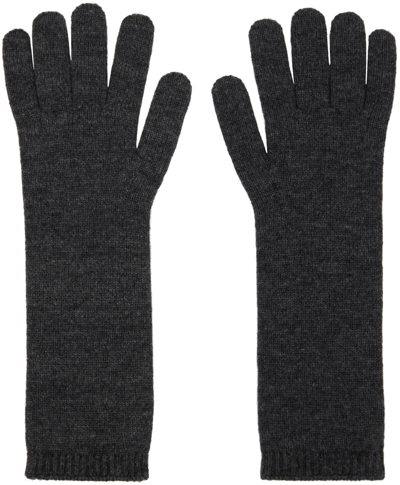 Max Mara Grey Conio Gloves In Grigio Scuro