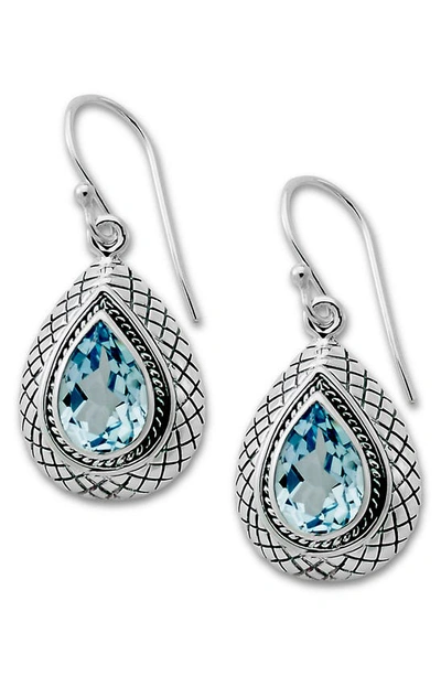 Samuel B. Sterling Silver Pear Cut Blue Topaz Drop Earrings