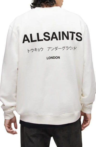Allsaints Underground Crewneck Sweatshirt In Ashen White