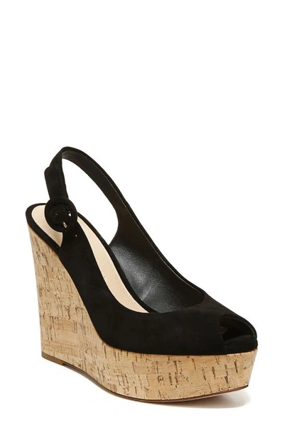 Veronica Beard Dali Peep Toe Platform Wedge Sandal In Black