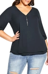 City Chic Sexy Fling Top In Slate
