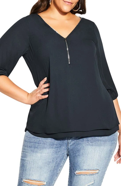 City Chic Sexy Fling Top In Slate