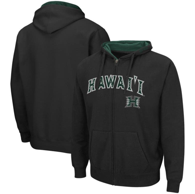 Colosseum Men's  Black Hawaii Warriors Arch & Logo 3.0 Full-zip Hoodie