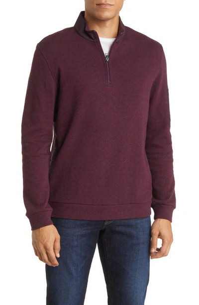 Bugatchi Mixed Media Quarter Zip Pullover In Plum