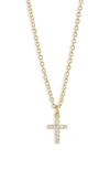 Argento Vivo Cubic Zirconia Mini Cross Pendant Necklace In Gold