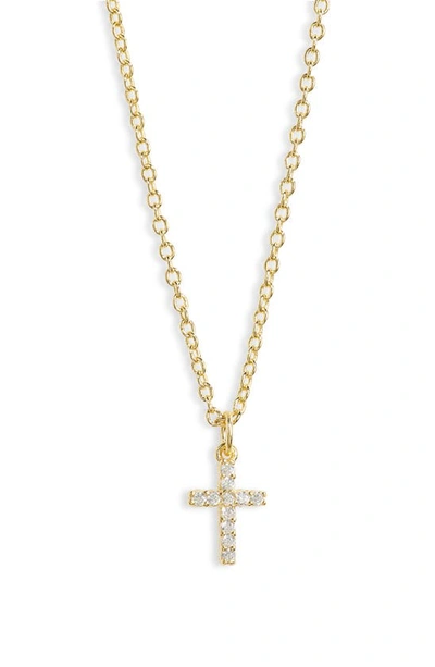Argento Vivo Cubic Zirconia Mini Cross Pendant Necklace In Gold
