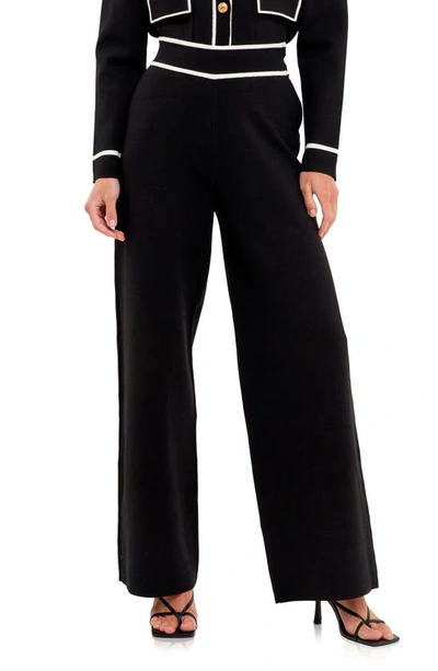 English Factory Colorblock Wide Leg Pants In Black