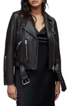 Allsaints Black Leather Balfern Biker Jacket In Black