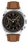 Tissot Telemeter 1938 Chronograph Leather Strap Watch, 42mm In Black / Brown / Gold Tone / Yellow