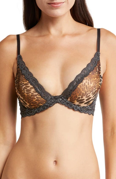 Natori Feathers Underwire Contour Bra In Coal Leopard