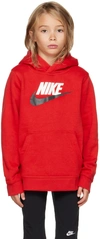 Nike Big Boys Club Fleece Sportswear Pullover Hoodie In University Red