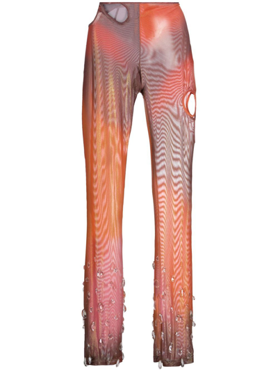 Gcds Sita Embellished Cutout Trousers In Orange