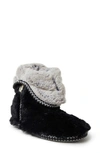 Dearfoams Beth Faux Fur Fold Down Fuzzy Bootie Slipper In Black