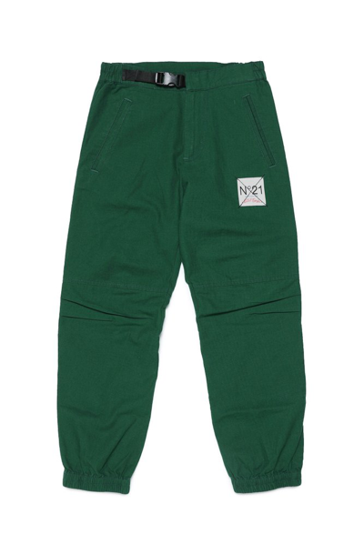 N°21 Kids' Logo-patch Cargo Trousers In Green