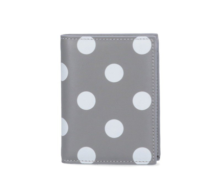 Comme Des Garçons Wallet Polka Dot Bifold Cardholder In Grey