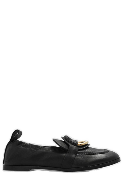 See By Chloé Hana Ring Leather Flat Loafers In Black