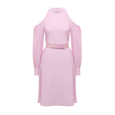 Stella Mccartney Belted Cut-out Dress In Pink