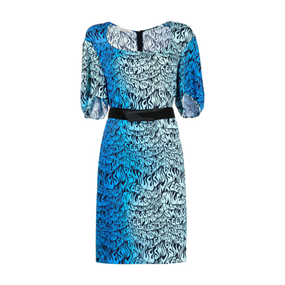 Stella Mccartney Keep On Smiling Pattern Dress In Blue