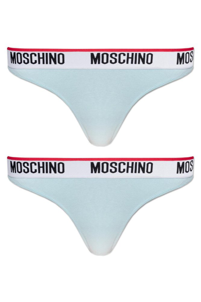 Moschino Set Of Two Logo Band Thongs In Blue