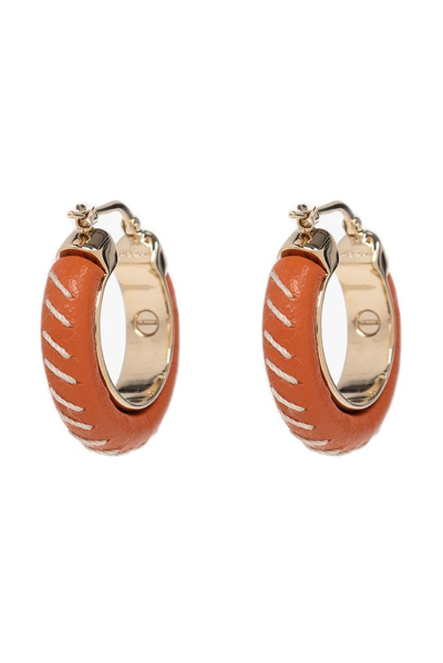 Chloé Gold-tone Kattie Leather Hoop Earrings In Orange