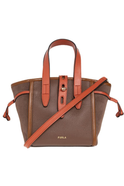 Furla Net Grained-leather Tote Bag In Brown