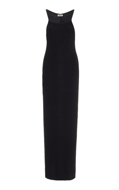 Éterne Stretch Cotton-blend Jersey Maxi Dress In Black