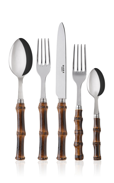 Sabre Panda Dark Bamboo Five-piece Silverware Set In Brown