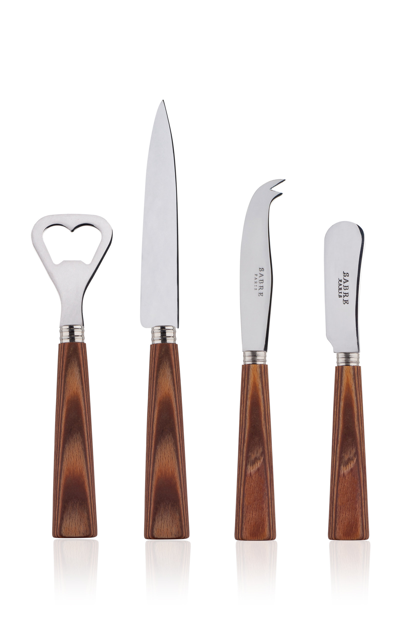 Sabre Light Wood Four-piece Aperitif Set In Brown