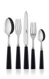 Sabre Nature Black Wood Five-piece Silverware Set In Black