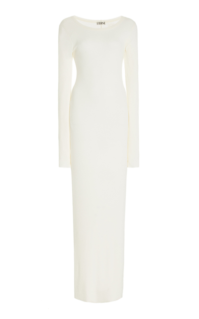 Éterne Long Sleeve Crewneck Maxi Dress In White