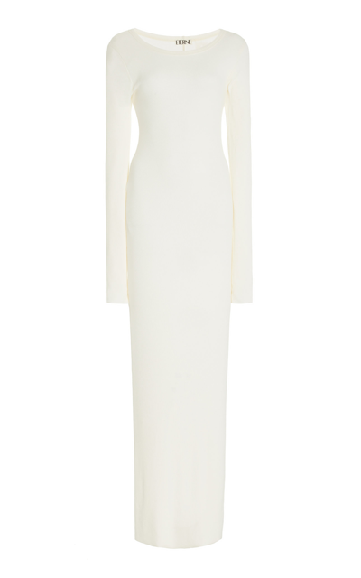 Éterne Long Sleeve Crewneck Maxi Dress In Cream