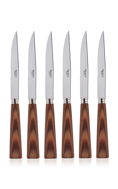 Sabre Nature Light Wood Six-piece Steak Knife Set In Brown